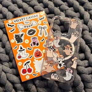 Velvet Caviar Spooky Ghost Phone Case with Stickers iPhone 16 Pro